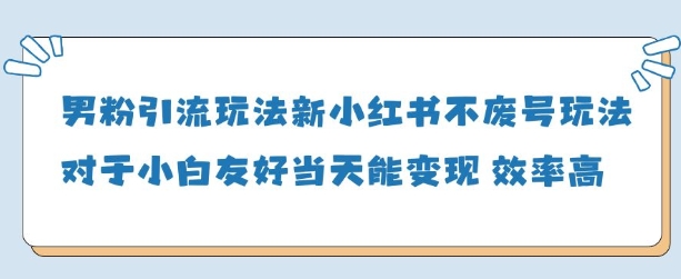 男粉引流玩法(新)，玩法友好做的好当天就能变现