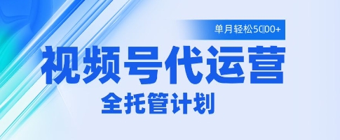 视频号代运营2.0，全程托管招募，单月轻松变现5k