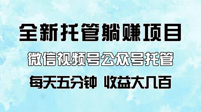 （14425期）全新托管躺赚项目，微信视频号公众号托管代运营，每天五分钟，收益大几百
