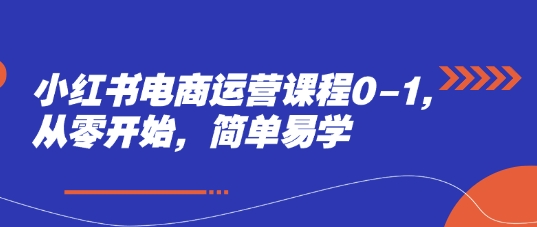 小红书电商运营课程0-1，从零开始，简单易学