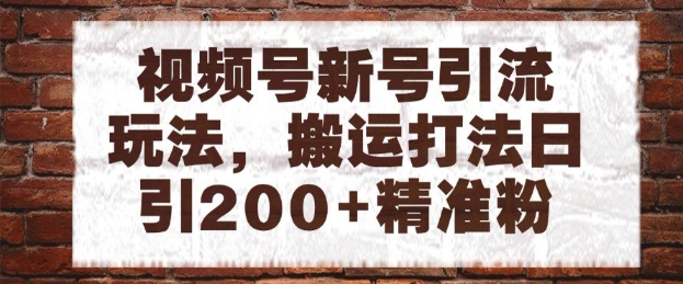 视频号新号引流玩法，搬运打法日引200+精准粉，可矩阵放大
