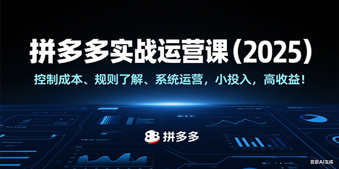 拼多多实战运营课（2025），控制成本、规则了解、系统运营，小投入，高收益！