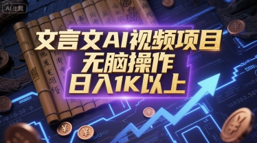 文言文AI视频项目，无脑操作，日入1K以上