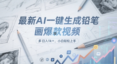 最新AI一键生成铅笔画爆款视频，多平台分发，日 入1k+，小白轻松上手