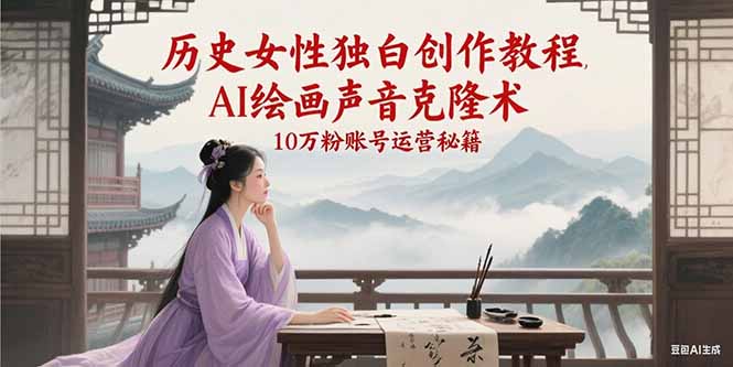 （15186期）历史女性独白创作教程，AI绘画声音克隆术，10万粉账号运营秘籍
