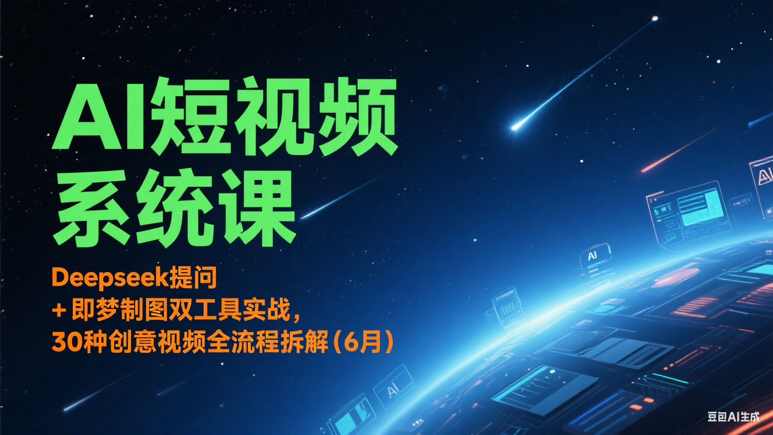 AI短视频系统课：Deepseek提问 + 即梦制图双工具实战，30种创意视频全流程拆解(6月)