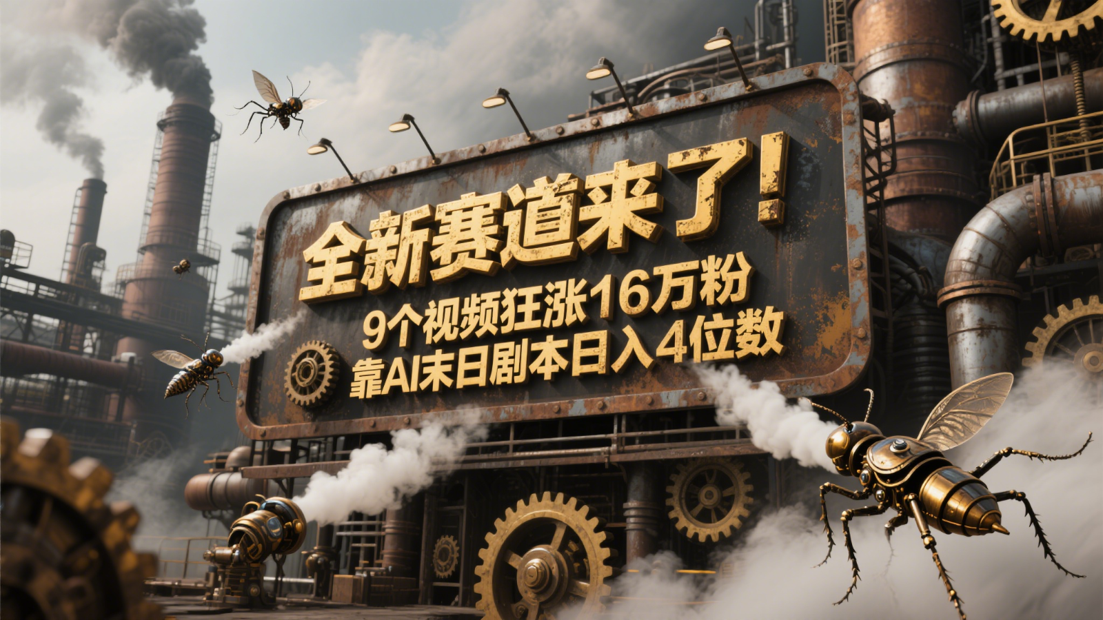 全新赛道来了！9个视频狂涨16万粉，靠AI末日剧本日入4位数，评论区爆肝追更！