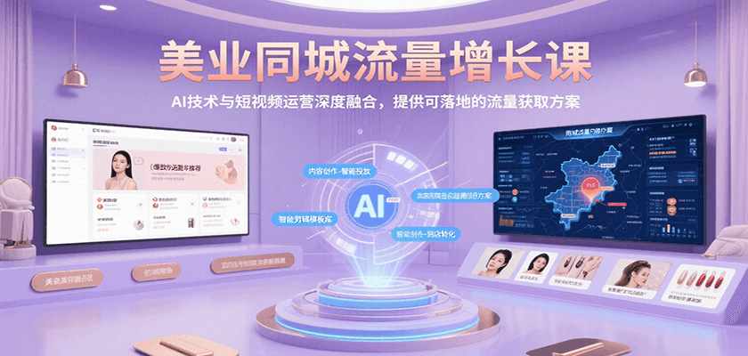 美业同城流量增长课，AI技术与短视频运营深度融合，提供可落地的流量获取方案