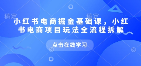 小红书电商掘金课，小红书电商项目玩法全流程拆解（更新7月）