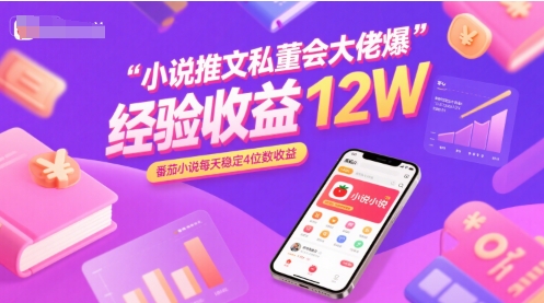 小说推文私董会大佬爆单经验分享收益12W，番茄小说每天稳定4位数收益