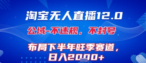 淘宝无人直播12.0，不封号，不违规，布局下半年旺季赛道，日入1k+(独家技术)