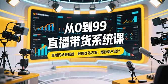 （15362期）从0到99直播带货系统课，直播间场景搭建，数据优化方案，爆款话术设计