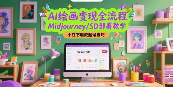 （15324期）AI绘画变现全流程，Midjourney/SD部署教学，小红书爆款起号技巧