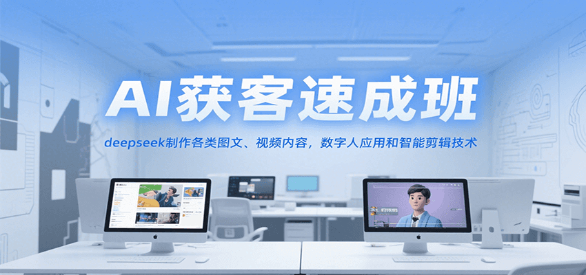 AI获客速成班，deepseek制作各类图文、视频内容，数字人应用和智能剪辑技术
