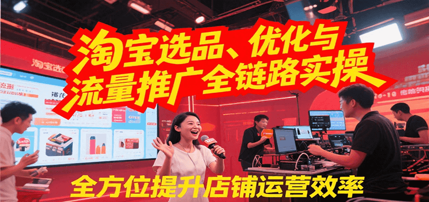 淘宝选品、优化与流量推广全链路实操，全方位提升店铺运营效率