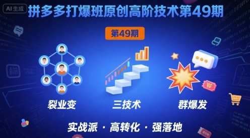 拼多多打爆班原创高阶技术第49期，拼多多裂变+阶梯+群爆