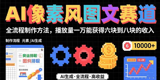 （15572期）AI像素风图文赛道：全流程制作方法，播放量一万能获得6块到8块的收入