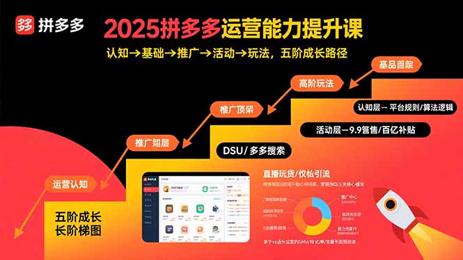 （15826期）2025拼多多运营能力提升课：认知→基础→推广→活动→玩法，五阶成长路径