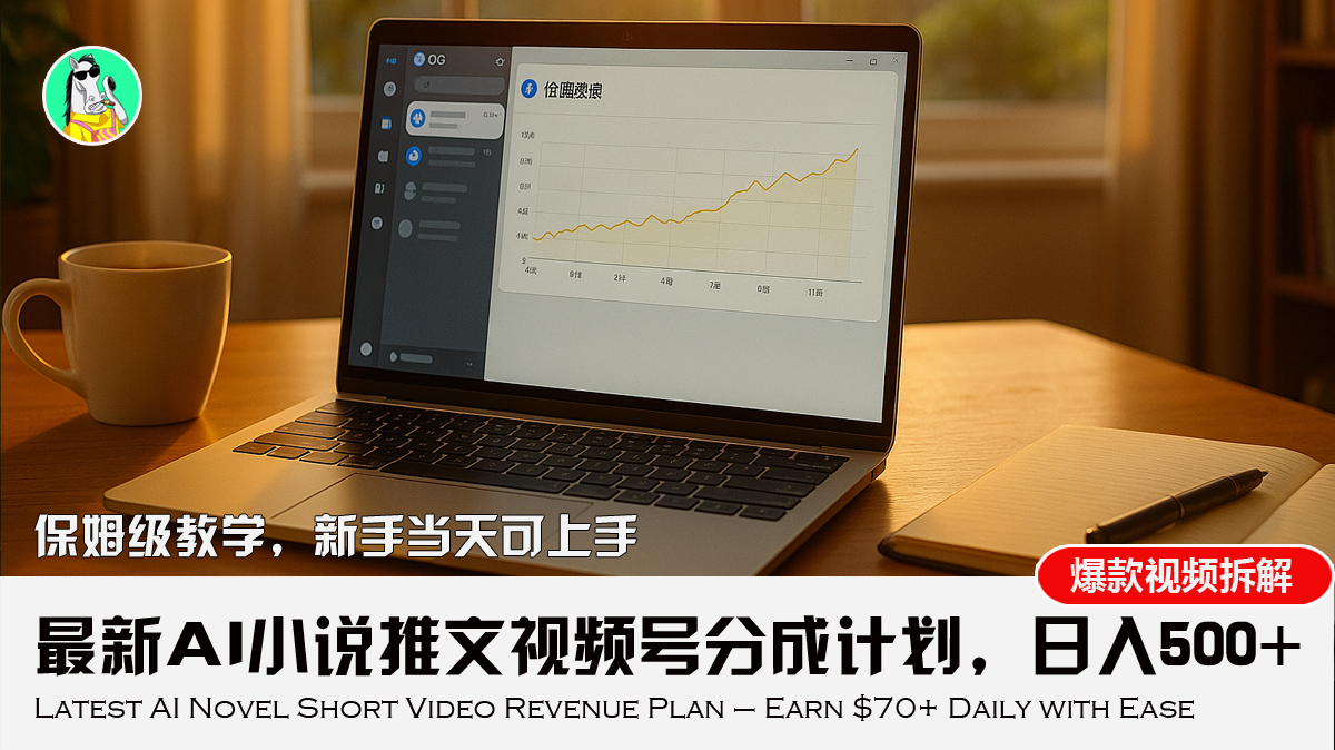 （15614期）最新AI小说推文视频号分成计划，新手小白也能当天日入500+教程