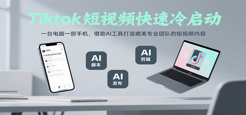Tiktok短视频快速冷启动，一台电脑一部手机，借助AI工具打造媲美专业团队的短视频内容
