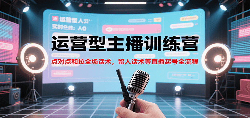 运营型主播训练营，点对点和拉全场话术，留人话术等直播起号全流程（更新8月）