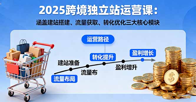 （16211期）2025跨境独立站运营课：涵盖建站搭建、流量获取、转化优化三大核心模块