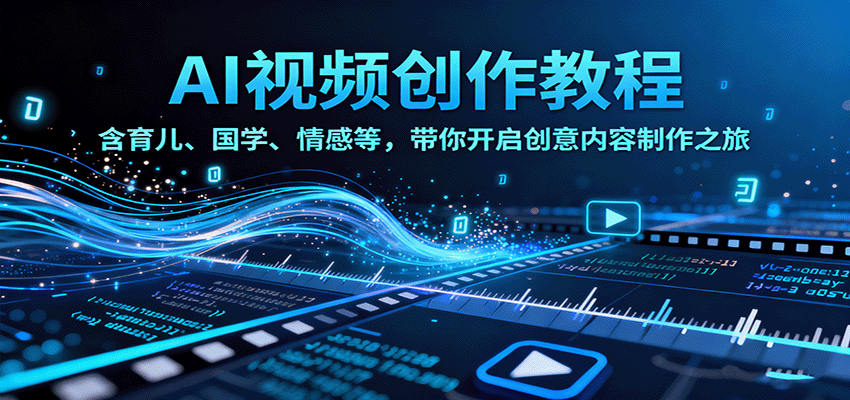 AI视频创富课，含育儿、国学、情感等，带你开启创意内容制作之旅