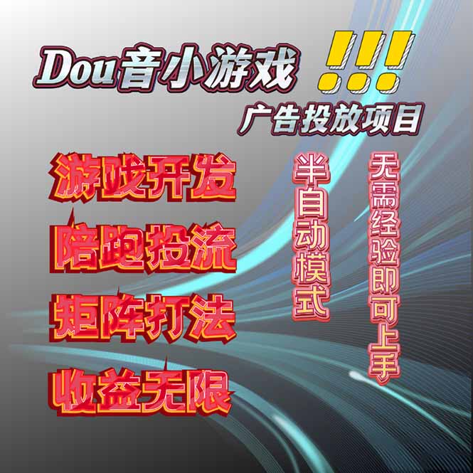 （16175期）抖音小游戏广告推广项目，2025最新实测落地，单日收益300+