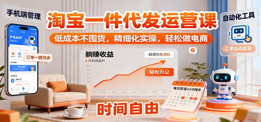 淘宝一件代发运营课：低成本不囤货，精细化实操，轻松做电商