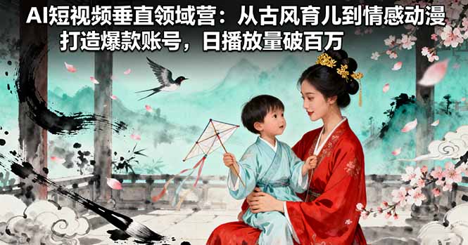 （16195期）AI短视频垂直领域营：从古风育儿到情感动漫，打造爆款账号,日播放量破百万