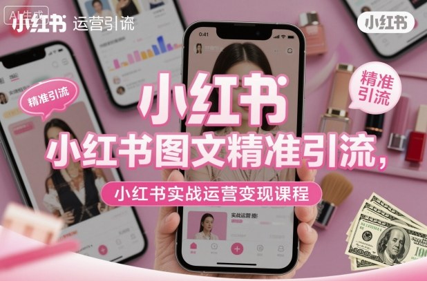 小红书图文精准引流，小红书实战运营变现课程