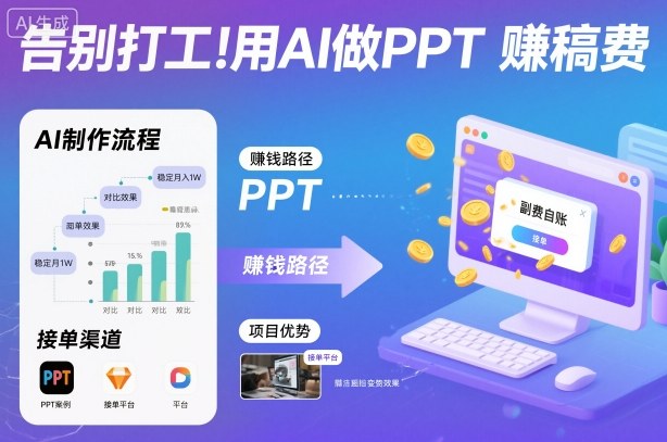 告别打工！用AI做PPT賺稿费，稳定月入1W，提供接单渠道