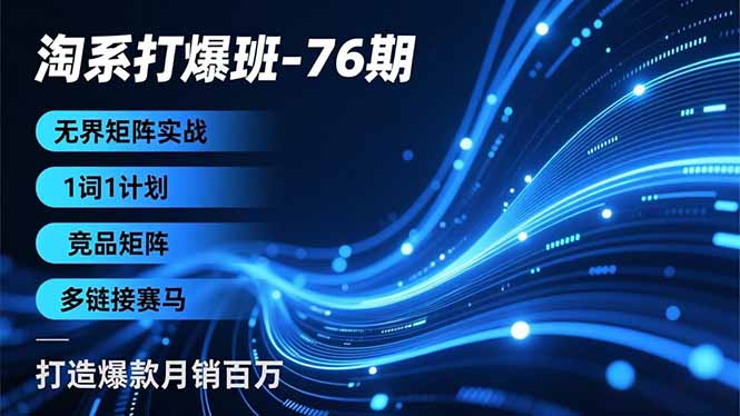 （16914期）淘系打爆班-76期，无界矩阵实战，1词1计划、竞品矩阵、多链接赛马，打造爆款月销百万