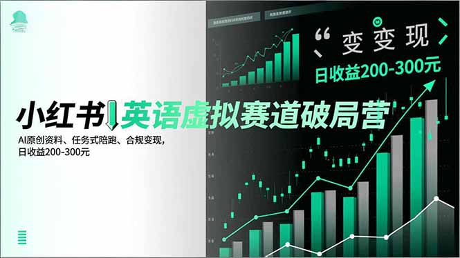 （16828期）小红书英语虚拟赛道破局营，AI原创资料、任务式陪跑、合规变现，日收益200-300元