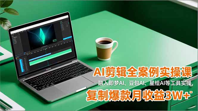 （16770期）AI剪辑全案例实操课，融入即梦AI、豆包AI、星绘AI等工具实操，复制爆款月收益3W+