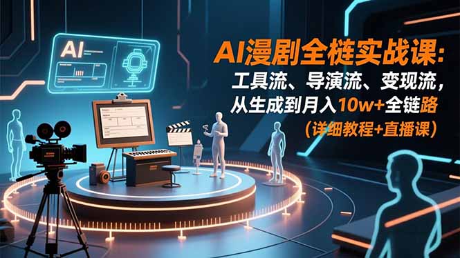 （16776期）AI漫剧全栈实战课：工具流、导演流、变现流，从生成到月入10w+全链路 (详细教程+直播课)