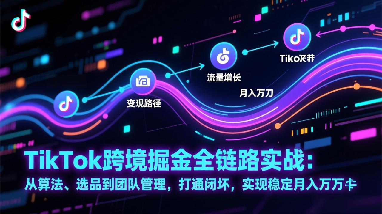 （17216期）TikTok跨境掘金全链路实战：从算法、选品到团队管理，打通闭环，实现稳定月入万刀