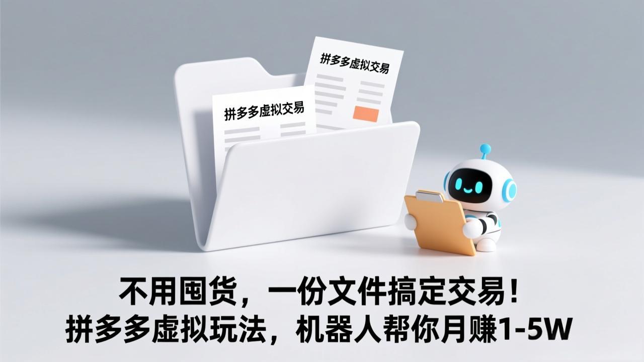 （17265期）不用囤货，一份文件搞定交易！拼多多虚拟玩法，机器人帮你月赚 1-5W