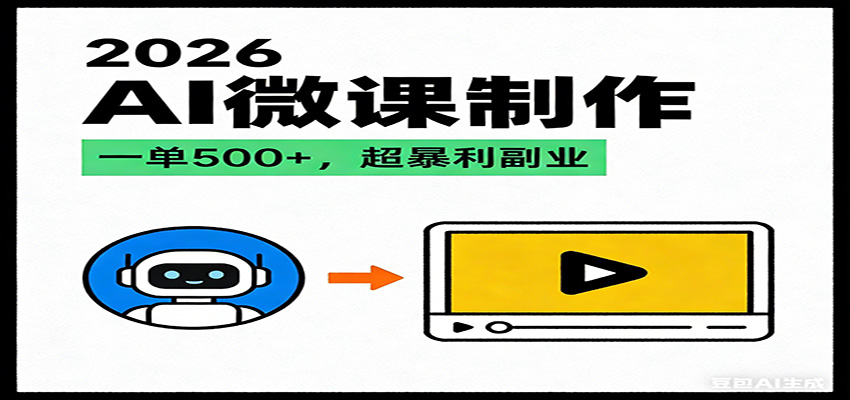 2026AI 风口最稳副业：微课代写制作，一单 500+，人人可做的蓝海项目
