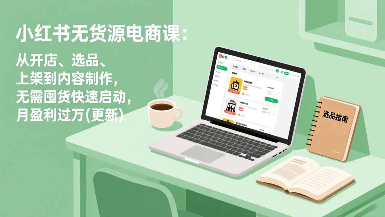（17150期）小红书无货源电商课：从开店、选品、上架到内容制作，无需囤货快速启动，月盈利过万(更新)