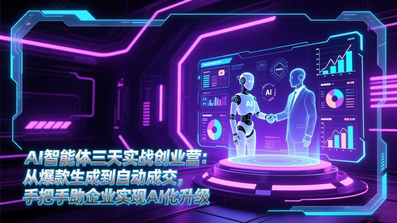 （17176期）AI智能体三天实战创业营：从爆款生成到自动成交，手把手助企业实现AI化升级