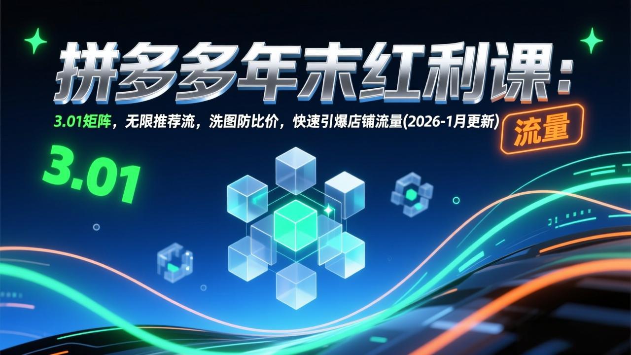 （17100期）拼多多年末红利课：3.01矩阵，无限推荐流，洗图防比价，快速引爆店铺流量(2026-1月更新)