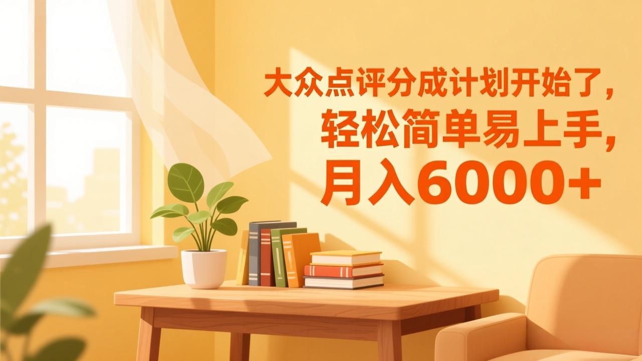 （17056期）大众点评分成计划开始了，轻松简单易上手，月入6000+