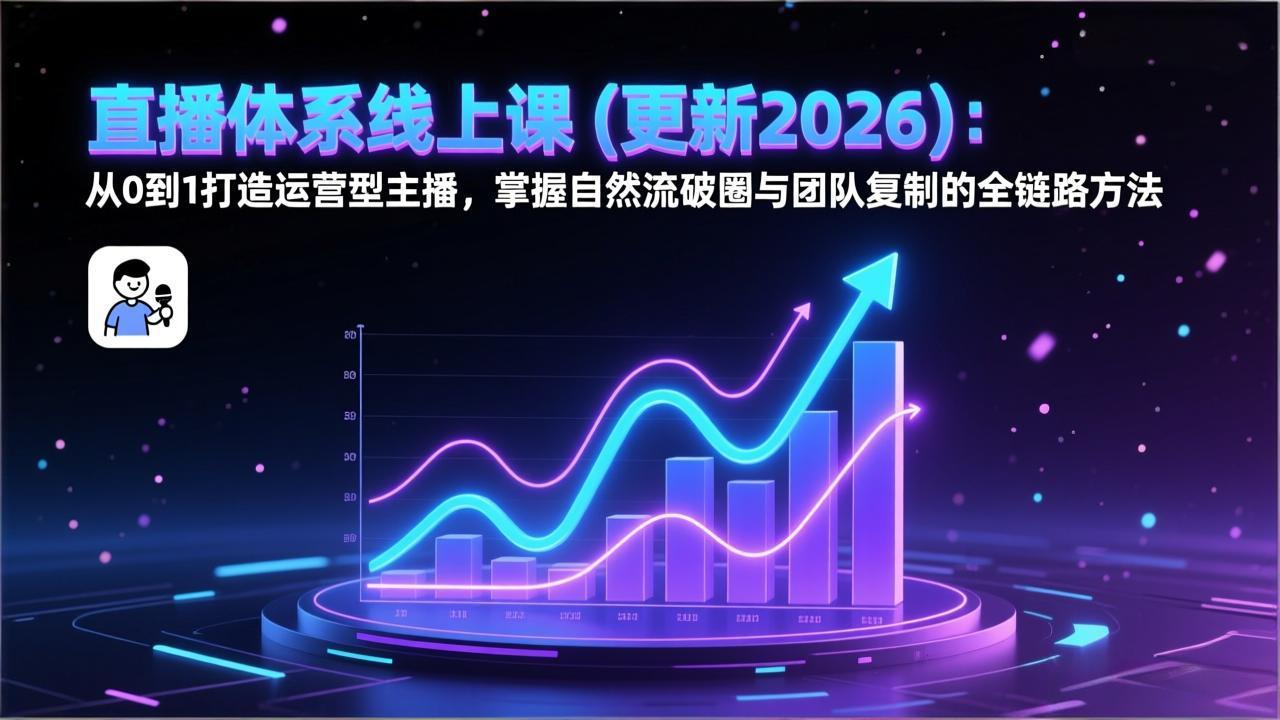 （17186期）直播体系线上课(更新2026)：从0到1打造运营型主播，掌握自然流破圈与团队复制的全链路方法