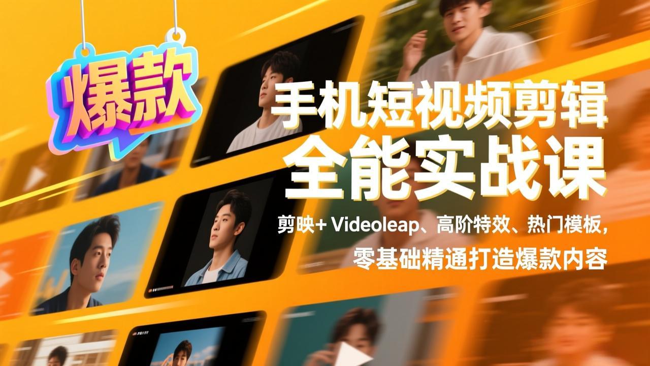 （17347期）手机短视频剪辑全能实战课，剪映+Videoleap、高阶特效、热门模板，零基础精通打造爆款内容