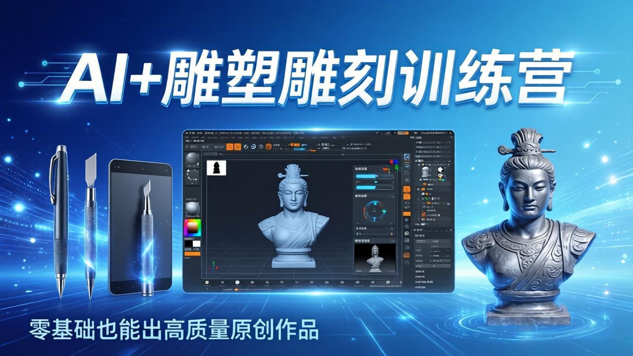 （17651期）AI+雕塑雕刻训练营：从AI创作、大模型训练到3D雕刻 + 渲染，零基础也能出高质量原创作品