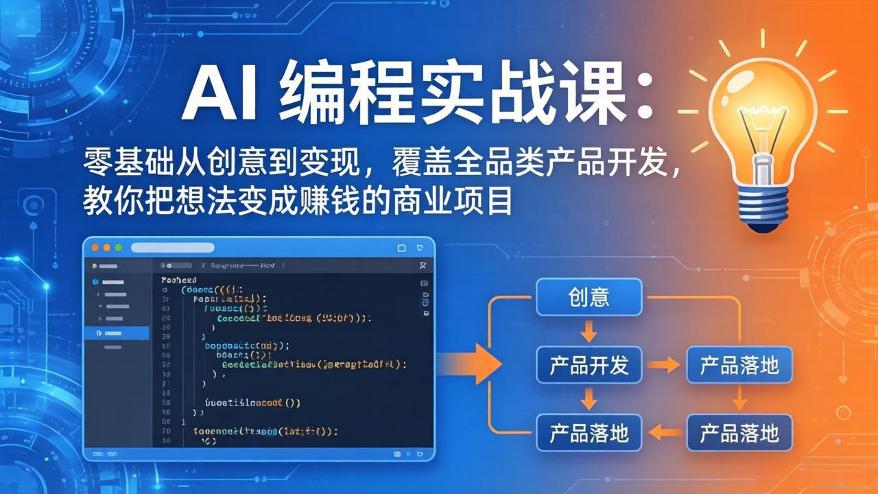 （17814期）AI编程实战课-第三期更新：零基础从创意到变现，覆盖全品类产品开发，把想法变成赚钱的项目