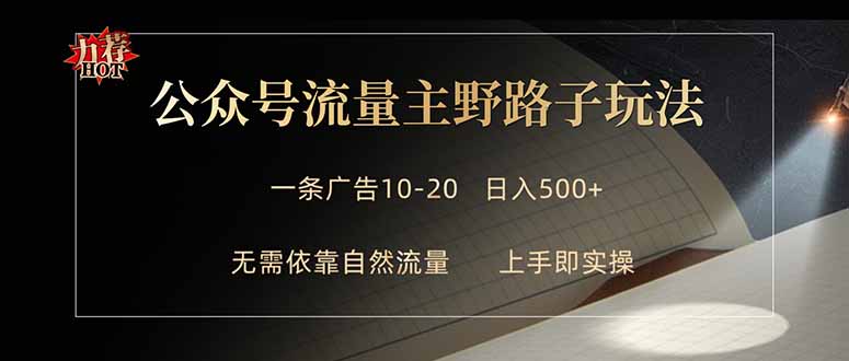 （18178期）公众号流量主野路子玩法 单条广告10-20元 日入500+
