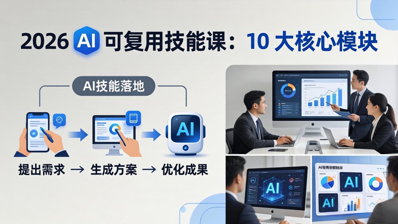 （17894期）2026AI可复用技能-4月新课：10大核心模块，手把手教你把AI用进工作、产出成果