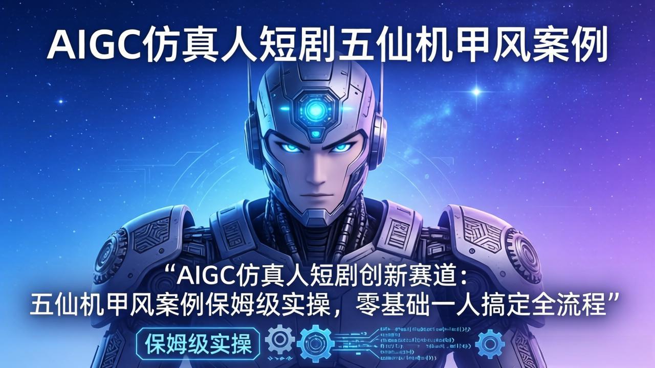 （17961期）AIGC仿真人短剧创新赛道：五仙机甲风案例保姆级实操，零基础一人搞定全流程